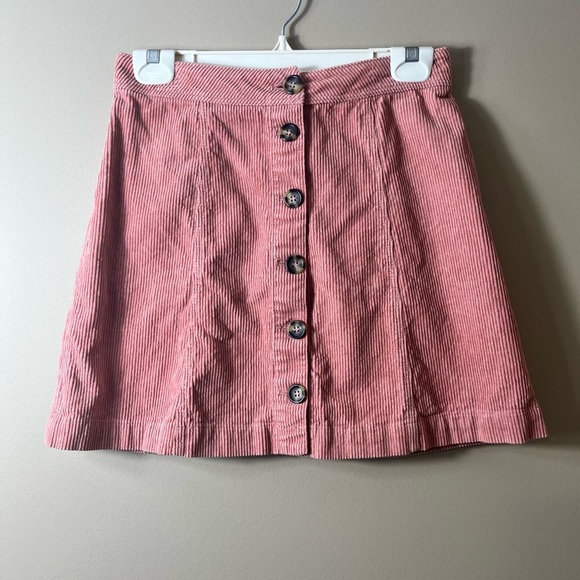 H&M Divided Button-Front Corduroy Pink Rose Mini Skirt Size 4 Preppy Fall Y2K - Picture 7 of 7